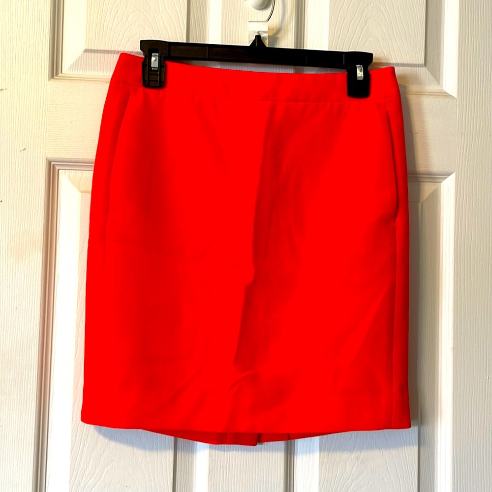 Neon orange j crew pencil skirt with pockets